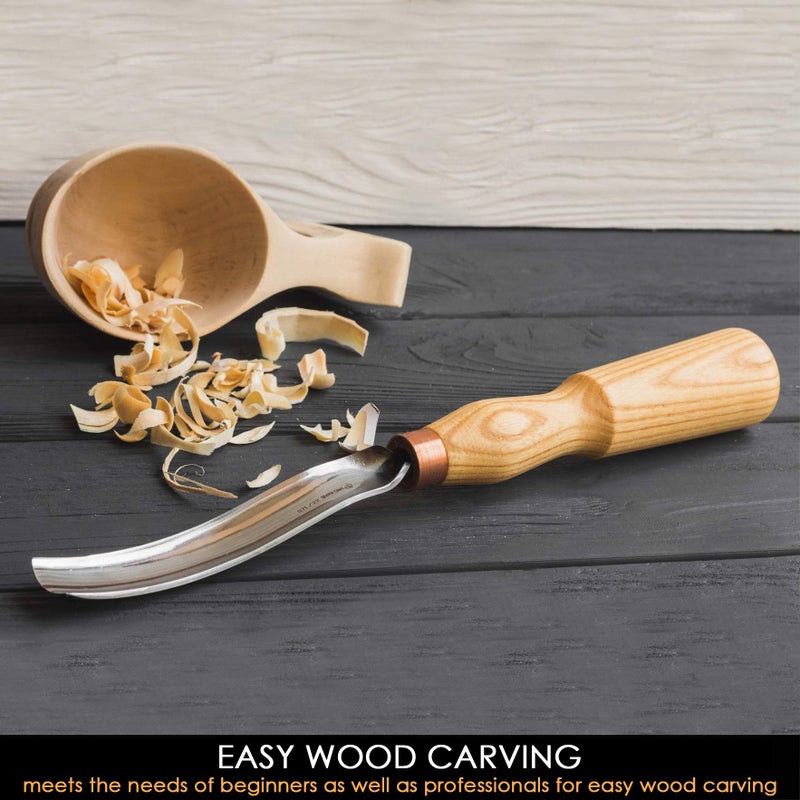 BeaverCraft Wood Carving Gouge 7L/22 Spoon Carving Tools, Chisels - Bowl Gouge, Wood Curved Chisel - Whittling Spoon Knife - Image 3